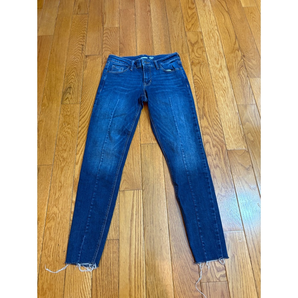 Old Navy Rockstar Super Skinny Ankle Mid-Rise Raw Hem Front Seam Jeans Size 2